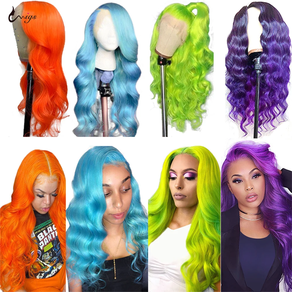 

Uwigs Pink Lace Front Human Hair Wigs Red Wig Lace Front Human Hair Body Wave Colored Human Hair Wigs Brazilian Hair Wigs