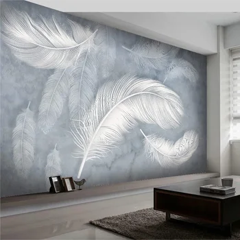Moderne Mode Veer Behang 3D Handgeschilderde Foto Muurschildering Woonkamer Slaapkamer Luxe Creatieve Kunst Wallpapers Papel Muurschildering