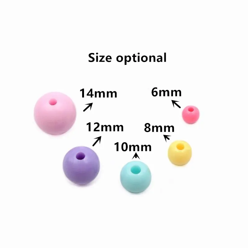 20-600 adet yuvarlak boncuk 6-14MM akrilik plastik boncuk Diy el yapımı moda takı aksesuarları çocuk Pet giyim dağınık boncuklar