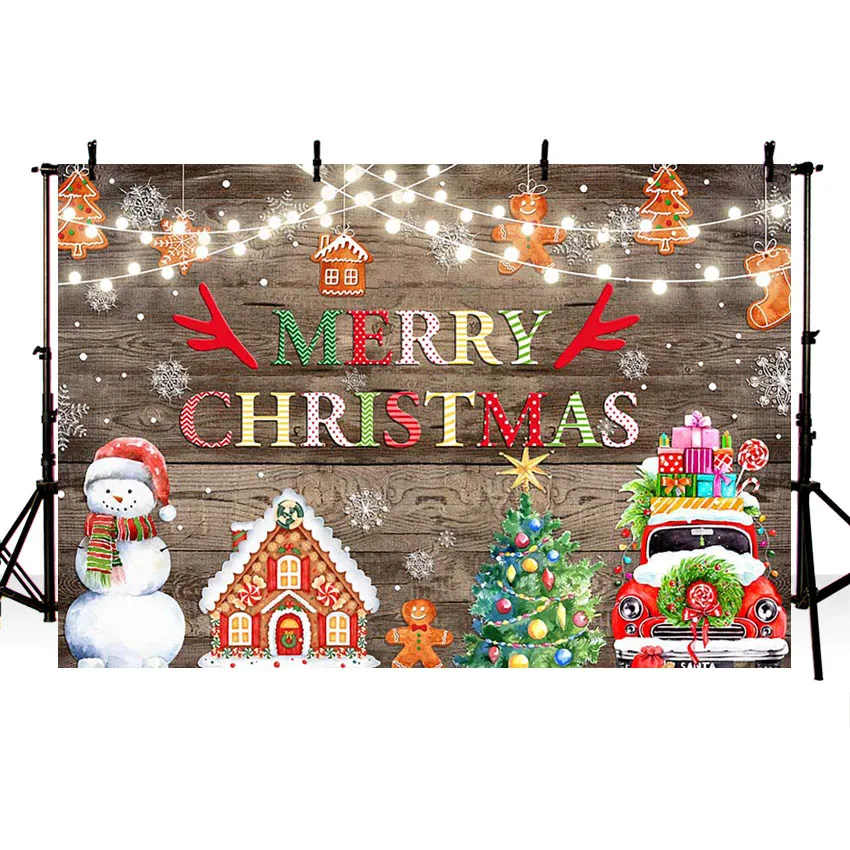 Mehofond Kind Winter Frohe Weihnachten Geschenk Baum Hintergrund Schneemann Süßigkeiten Haus Hintergrund Fotografie Hintergrund Requisiten Photozone