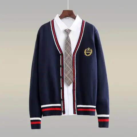 Sweater Cardigan School Uniform High School Student 130-160cm Spring British style Young Coat