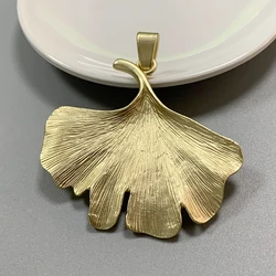 1 Piece Large Matt Gold Color Ginkgo Biloba Leaf Charms Pendants for Necklace Jewellery Making Findings Accessories