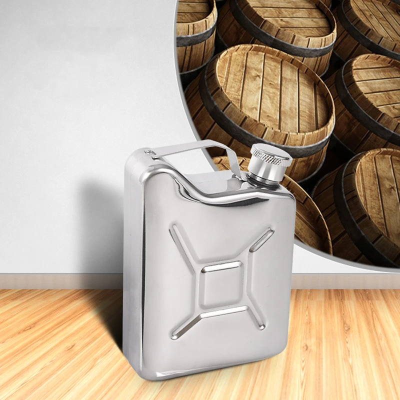 Jerrycan Oil 5OZ Wine Pot Stainless Steel Hip Flask Gasoline Drum Design Travel Whiskey Alcohol Liquor Bottle Small Mini Bottle