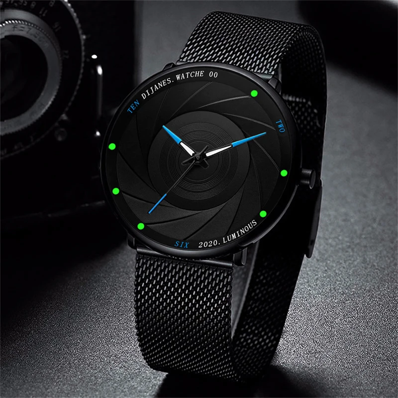 Reloj Hombre Đồng Hồ Nam Tối Giản Siêu Mỏng Lưới Thép Không Gỉ Dây Đồng Hồ Thạch Anh Cho Nam Kinh Doanh Đồng Hồ Đồng Hồ Relogio Masculino