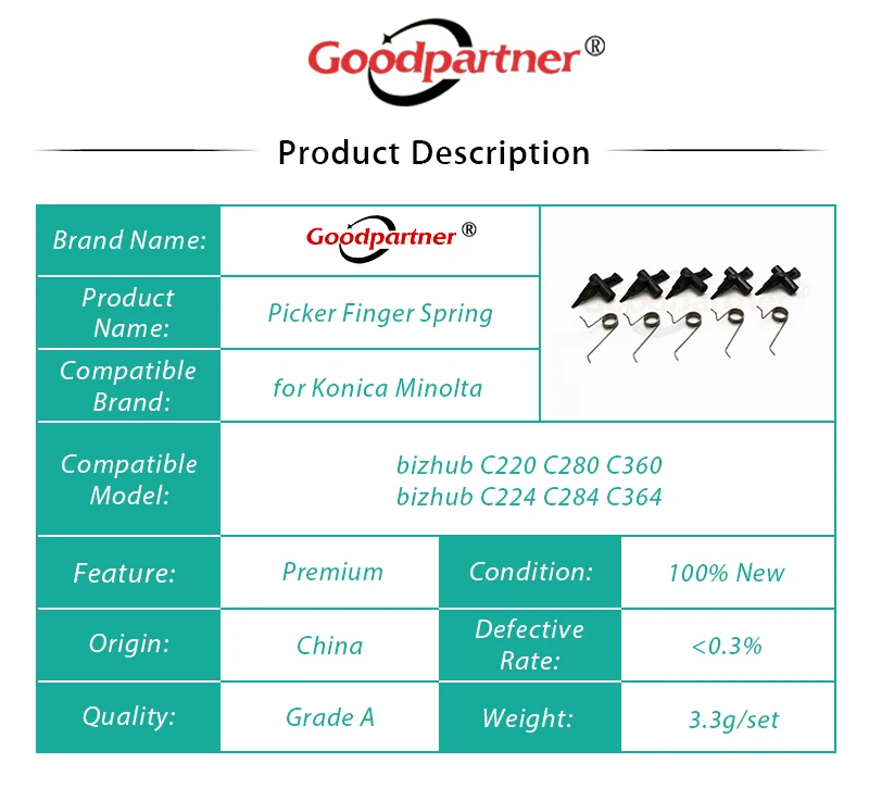 Fuser üst isı seçici parmak bahar için Konica Minolta C220 Konica C360 C224 C284 C364 C454 cc2c227 C287 C258 C308 C368