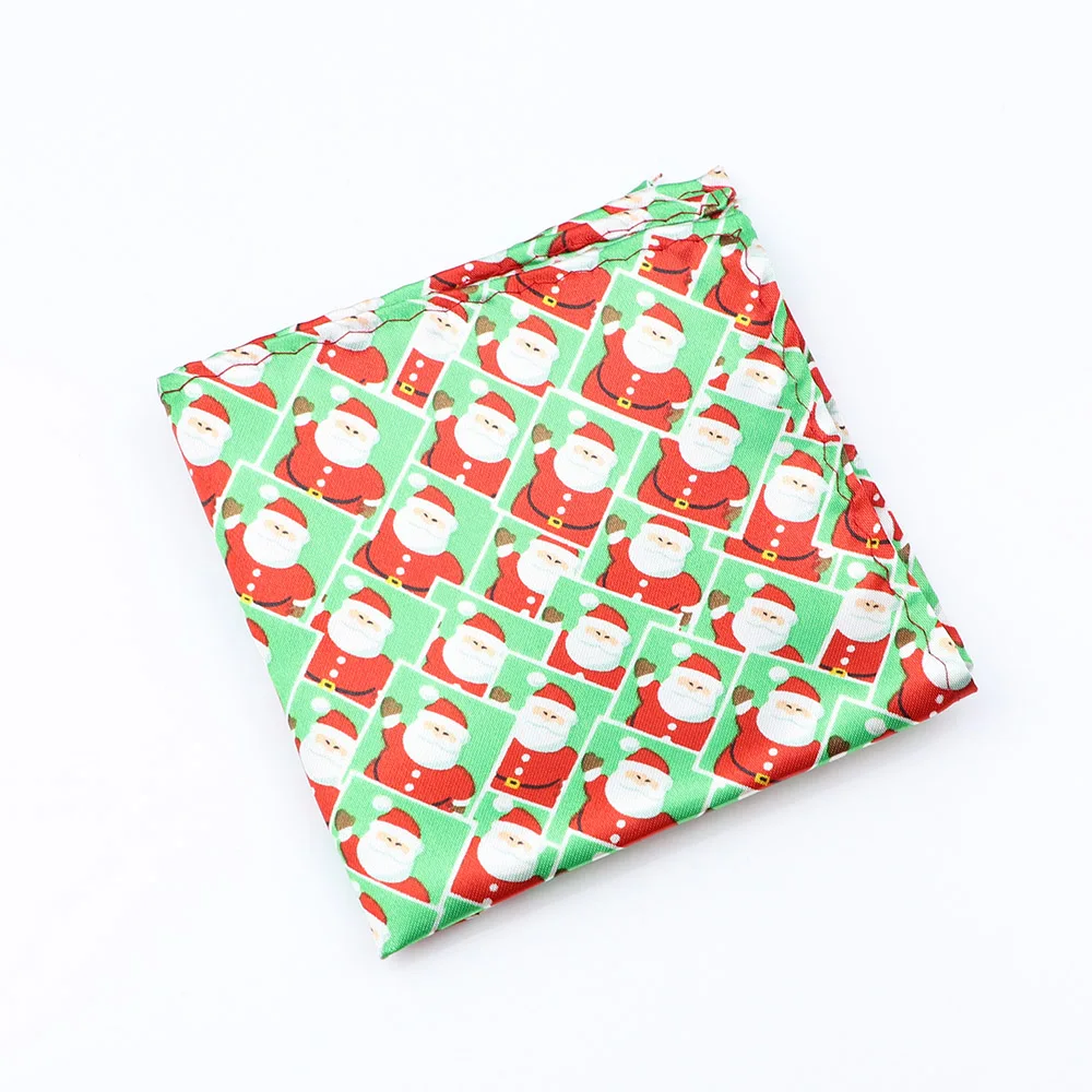 Fazzoletto da uomo di natale cartone animato tasca in raso quadrato cervo fiocchi di neve raso stampato Hanky (ies accessorio per abito da festa Casual