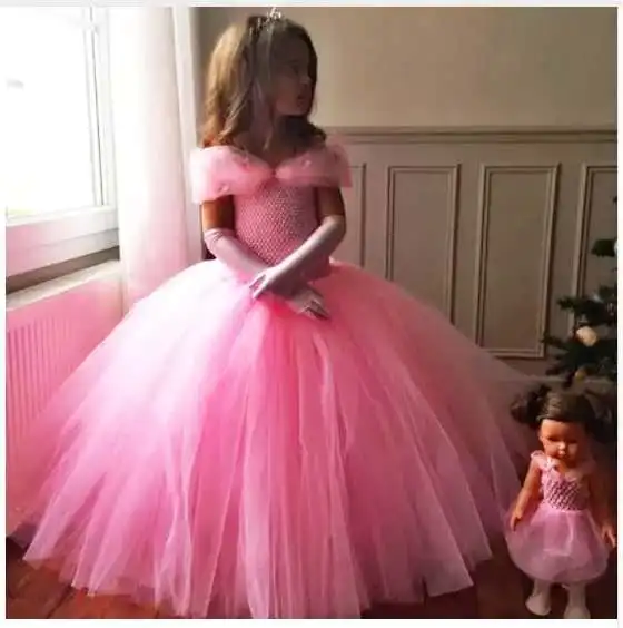 Pink Princess Kids Girls Tutu Dresses Tulle Straps Butterfly Flower Children Children Dresses Kids Clothes