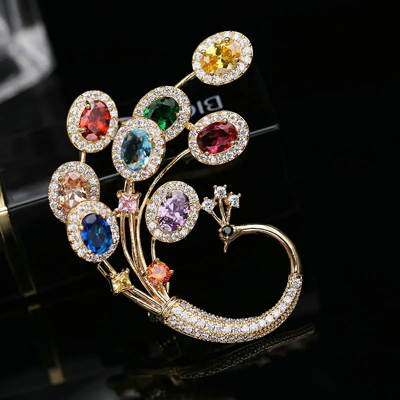 

1pc Colorful CZ Peacock Shaped Brooches Luxury Full-jewelled Brooches Exquisite Brooches Fashion Jewelry Clothes Accessories