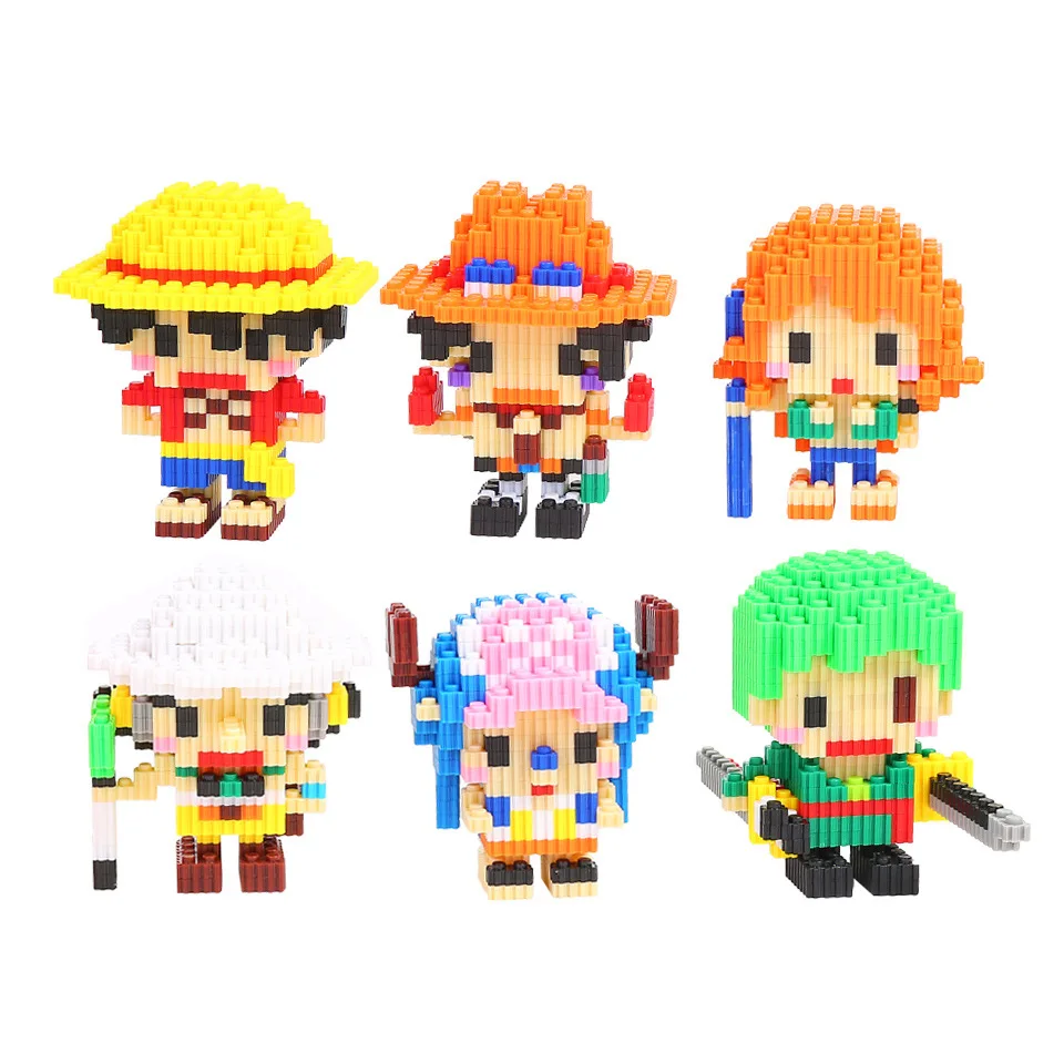 Anime One Piece Magic Blocks Pirate Monkey D Luffy Chopper Zoro Portgas·D· Ace Mini Connection Brick For Building Blocks Toys