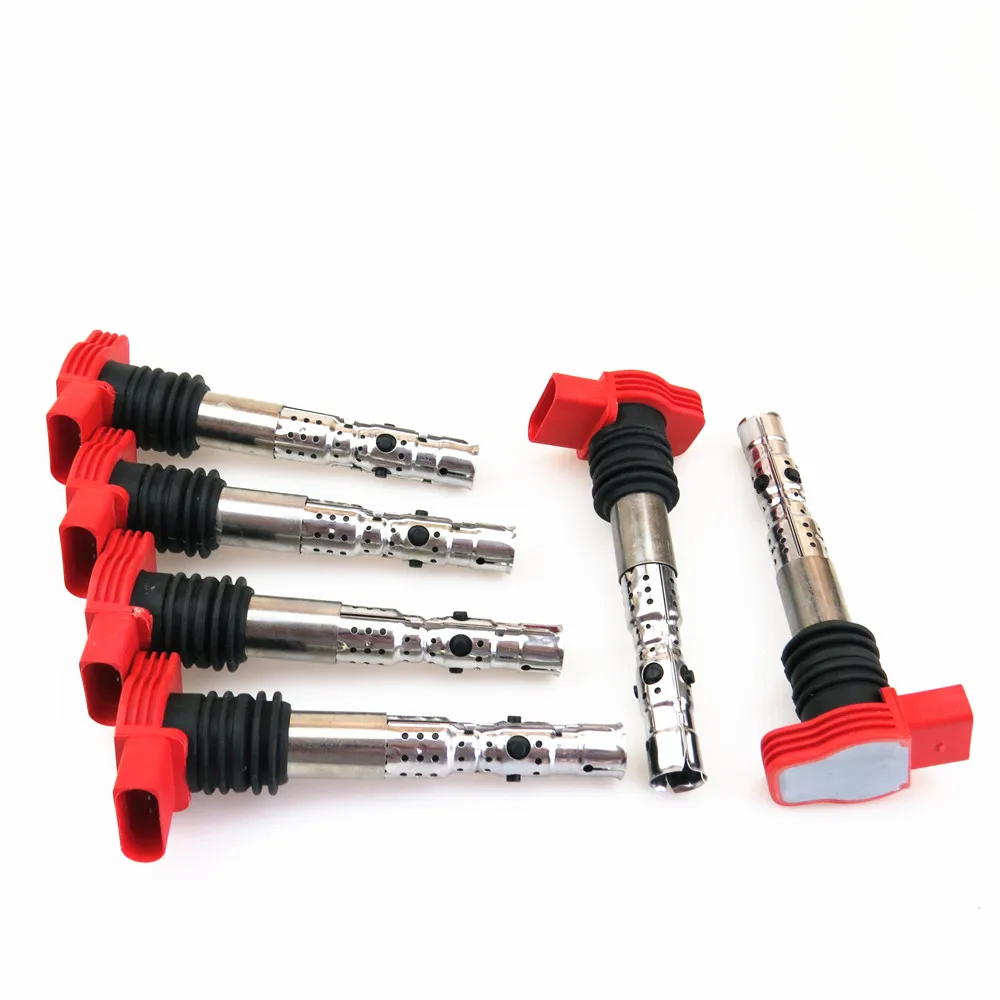 

FHAWKEYEQ 6 Pcs Engine 3.0 V6 Red Ignition Coil Nozzles New For A4 A6 A8 06C 905 115 L 06C 905 115 M 06C 905 115 E 06C 905 115 F