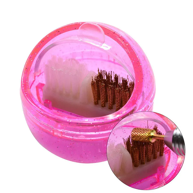 Professional Nail Drill Bit Brush Plastic & Copper Wire Clean Brushes Manicure Nail Art Accessories Nail Drill Dust Cleaner Box