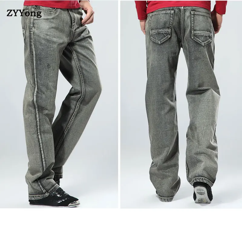 New 2020 Men Wide Leg Denim Pants Hip Hop Gray Casual jeans Trousers Baggy Jeans for Rapper Skateboard Relaxed Jeans