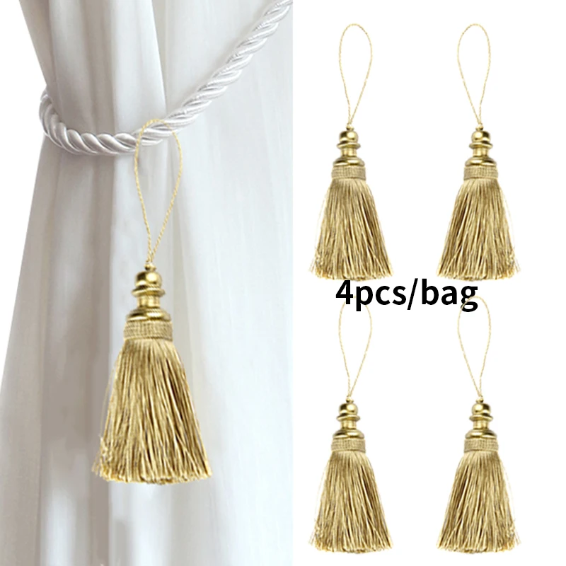 4Pcs Long Tassels For Crafts Decorative Supplies DIY Curtain Clothing Sewing Cord Tassel Fringe Trim Hanging Ornaments