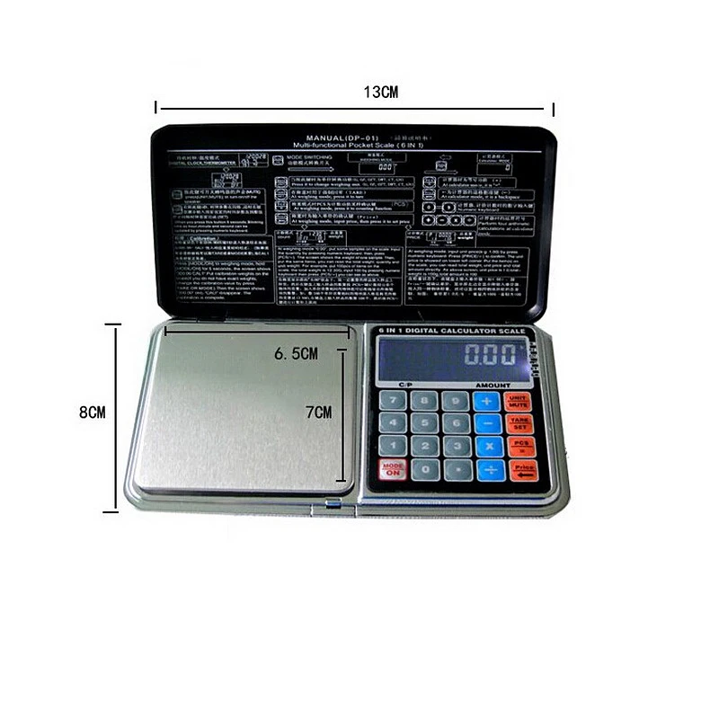 0.01g-200g/1kg 6in1 Digital Calculator Scale Priced Jewelry Pocket Scale Electronic Balance Scale Gram Scale Gold Pearl Weighing