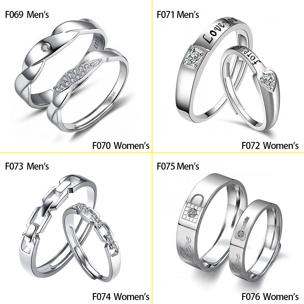 خاتم زواج منقوش على Huitan للرجال والنساء ، خواتم أصابع بحروف ، رمز حب للمتعهد ، ملكة له وملكها ، زوجان عصري ، 1: 1 #4