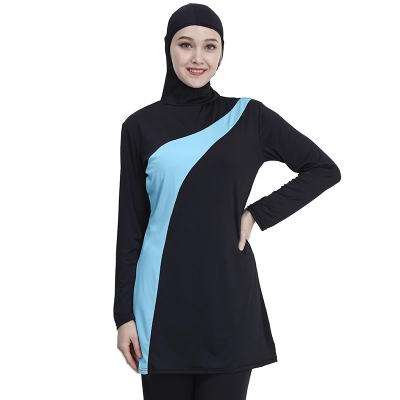 2pc Long Sleeve muslim swimsuit plus size swimwear women muslim swimwear Nylon Burkini Swimming maillot de bain femme musulmane