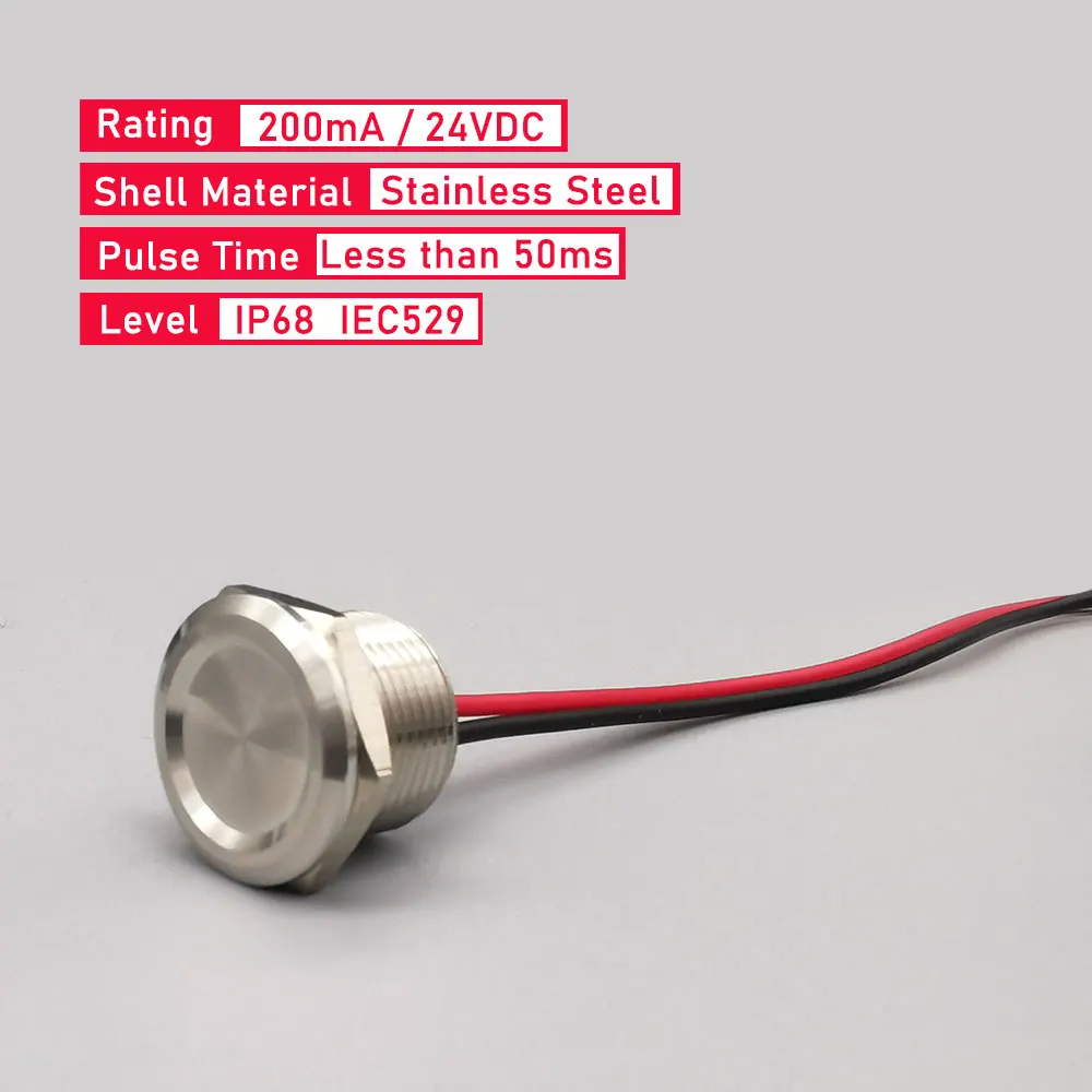 16MM Stainless Steel piezo Touch on/off  Switches  Waterproof IP68 Normal Open with 30cm wire