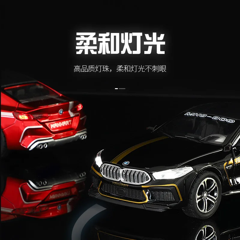 1:32 Alloy Toy Car Model Diecast Metal Racing Car Wheels Simulation Sports Car Sound Light Pull Back For Kids Birthday Christmas