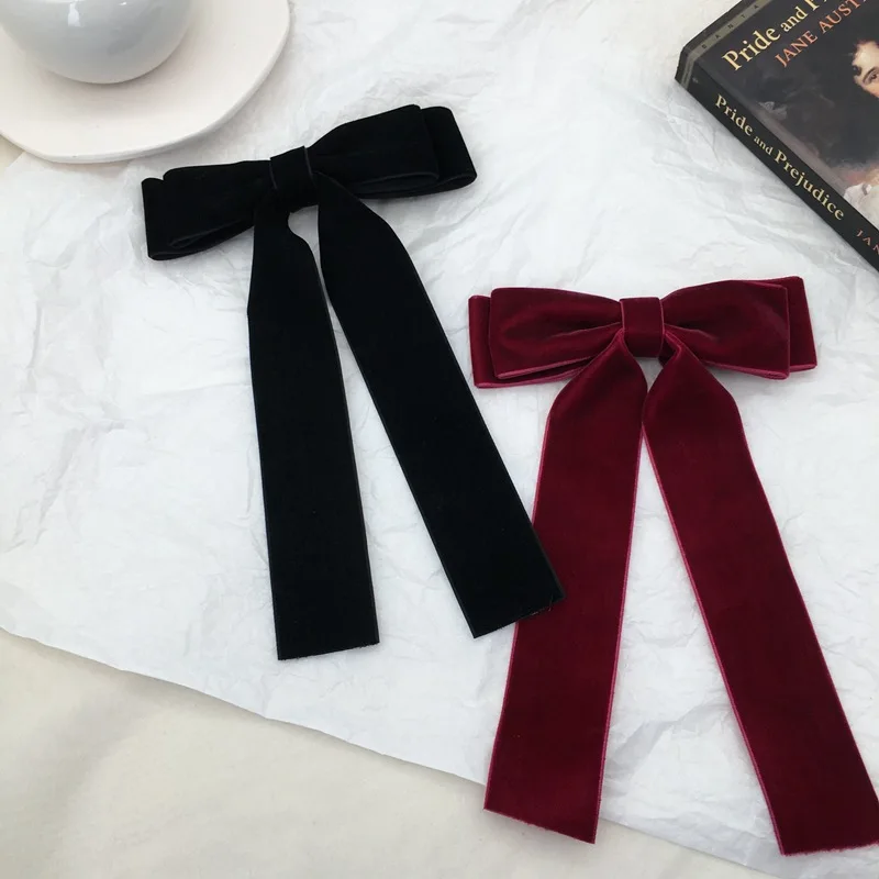 Lystrfac 2021 Vintage Velvet Bow Hairpin for Women  Bow Hair Clips Ladies Hairgrip Headdress Female Fashion Hair Accessories