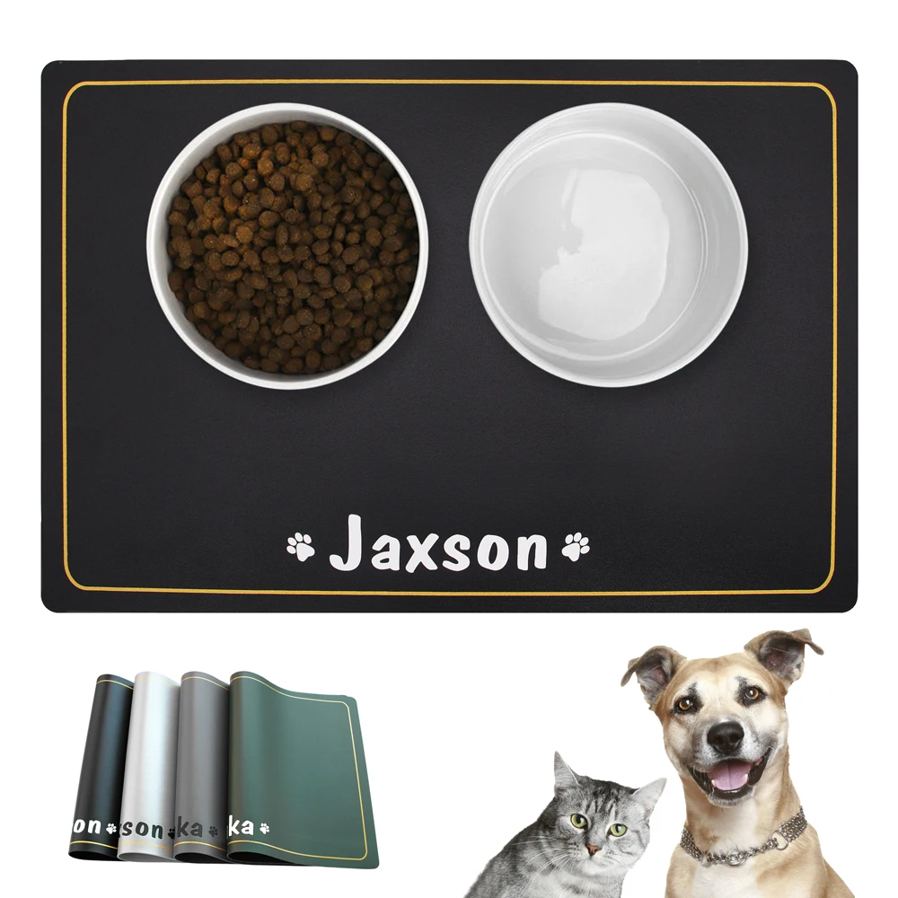 Custom Name Pet Placemat For Puppy Pet Bowl Pad Waterproof Pet Food Pad Pet Bowl Drinking Mat Dog Feeding Placemat Easy Washing