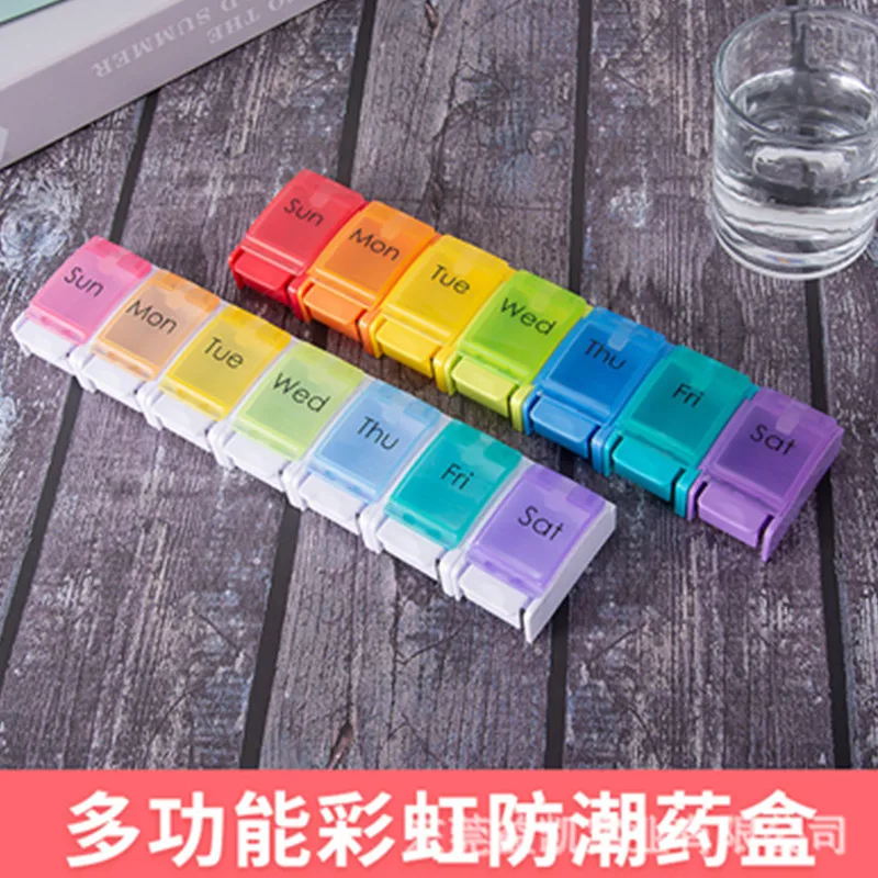 3 Pieces 7-Frame 7 Day Pill Organizer Monday To Sunday A Week Medicine Box Seven-Color Bounce Detachable For Family Heath Care