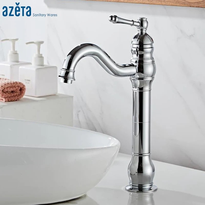 

Azeta Basin Faucet Chrome Brass Basin Mixer Tap Hot and Cold Water Tap Bathroom Single Handle Wash Basin Sink Faucet AT7506