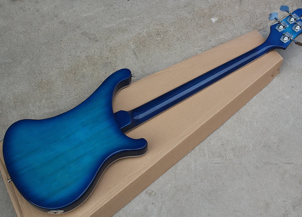 4 Strings Left Handed Blue Electric Bass with Rosewood Fretboard,Providing Customized Service