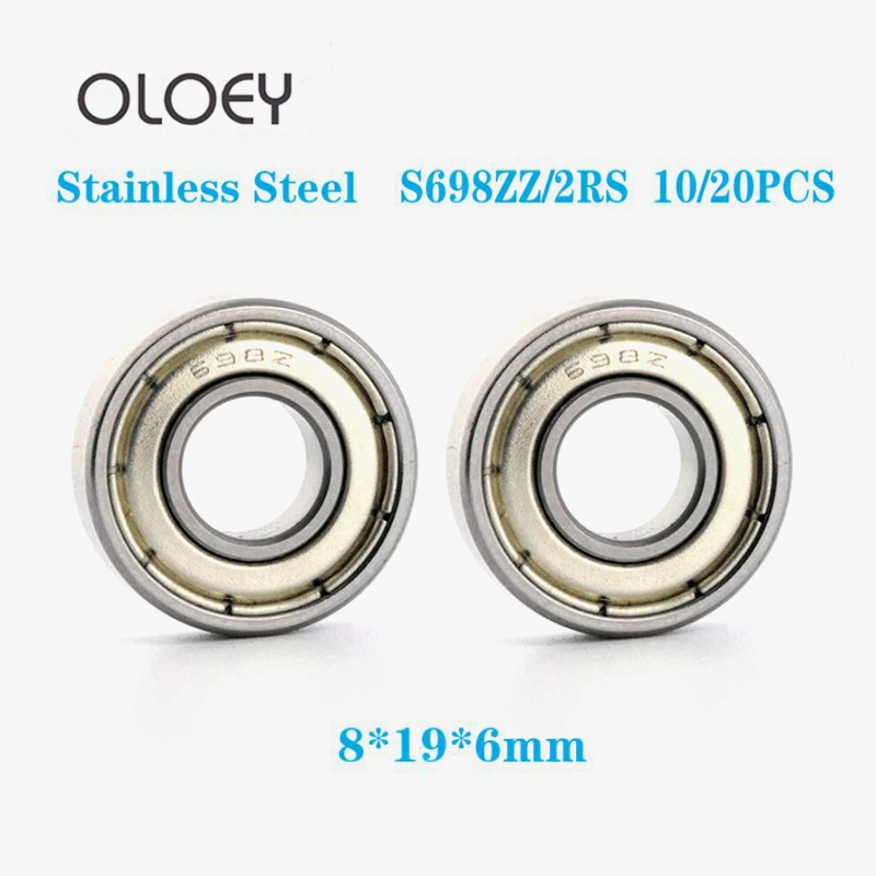 S698ZZ 2RS 8*19*6(mm) 10/20 pieces Bearing Free Shipping Bearings Rubber Sealed Bearing S698 2RS ZZ Chrome Steel Bearing