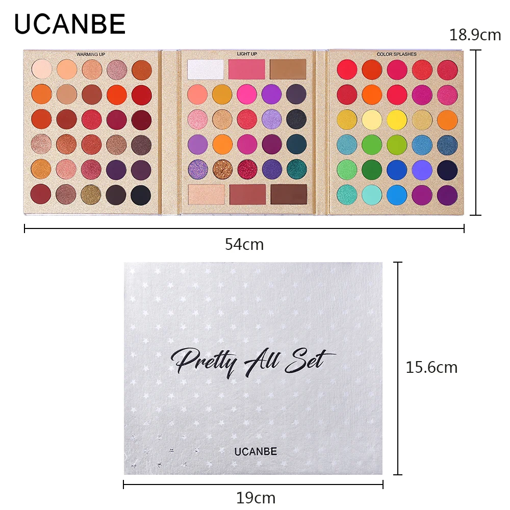 UCANBE 86 Colors All-purpose Makeup Playbook Matte Shimmer Glitter Eyeshadow with Highlight Contour Blush Eye Face Cosmetics Set