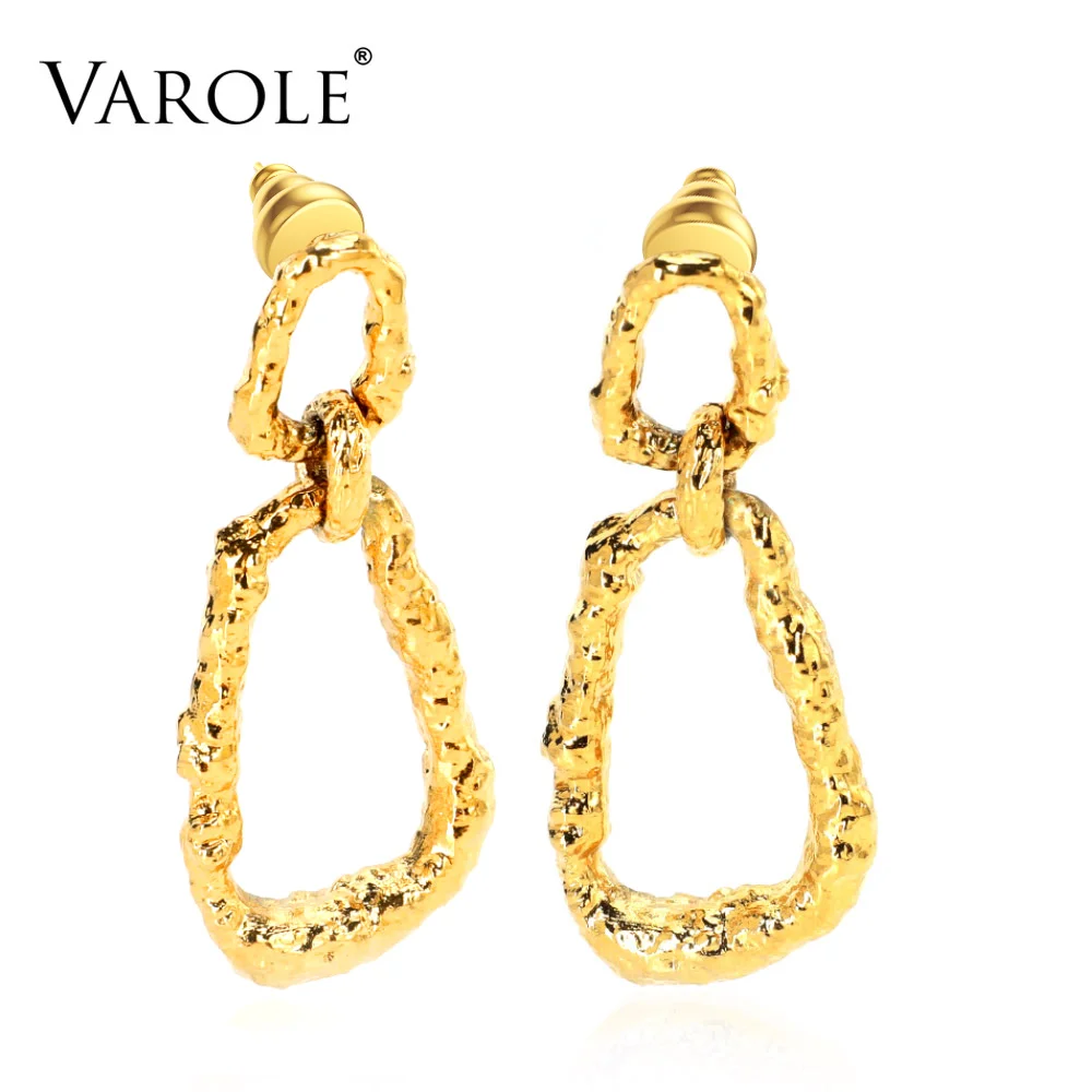 

VAROLE Irregular Coarse Texture Earrings For Women Drop Earring Gold Color Fashion Jewelry Gift Kolczyki