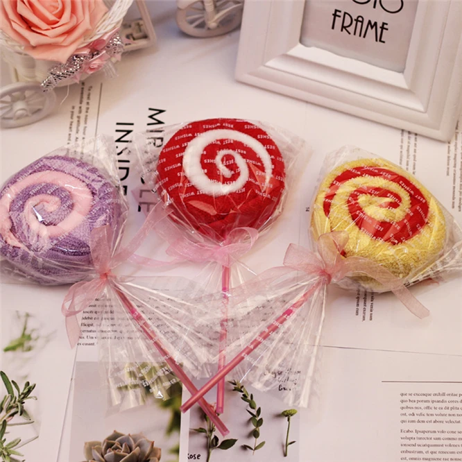 50pcs hotsale Lollipop towel cake gift baby shower favor bathing hand tower party lovely wedding party gifts