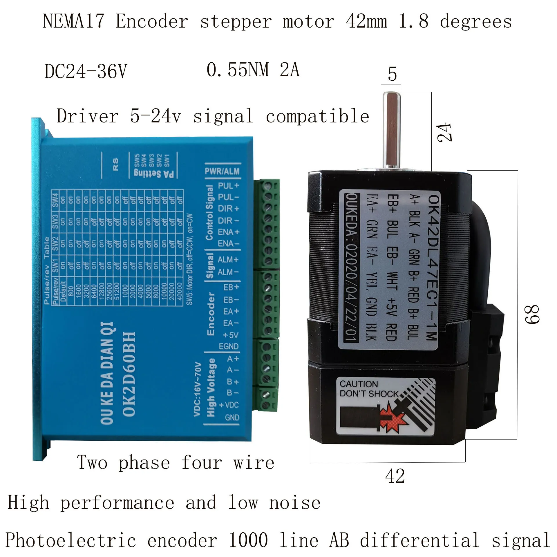 

42 closed loop stepper motor driver set 0.55N high speed constant torque closed loop motor