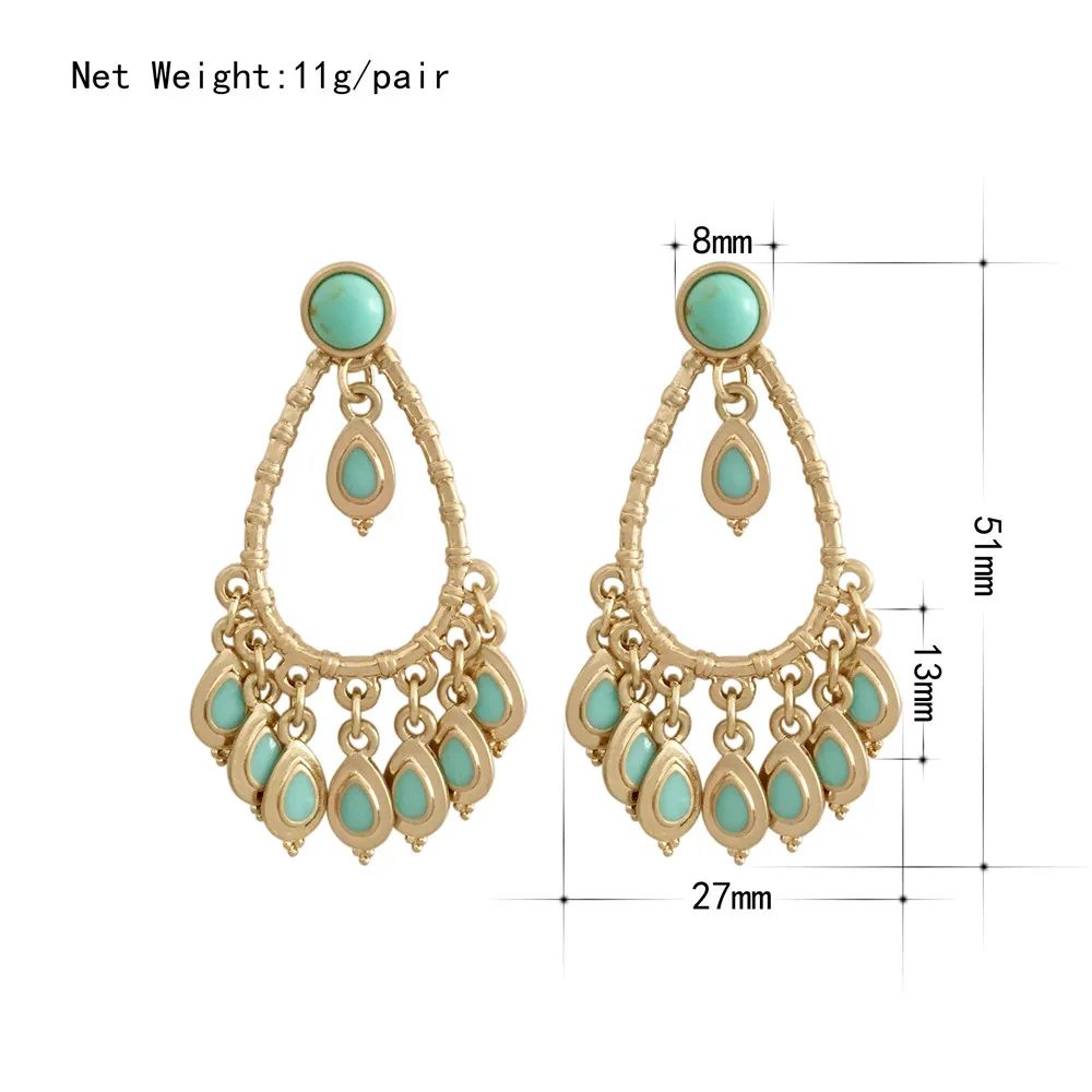 New Ethnic Women Drop Earrings Gold Color Alloy Small Water Drop Shape Enamel Charm Earrings for Women Casual Party Fashion