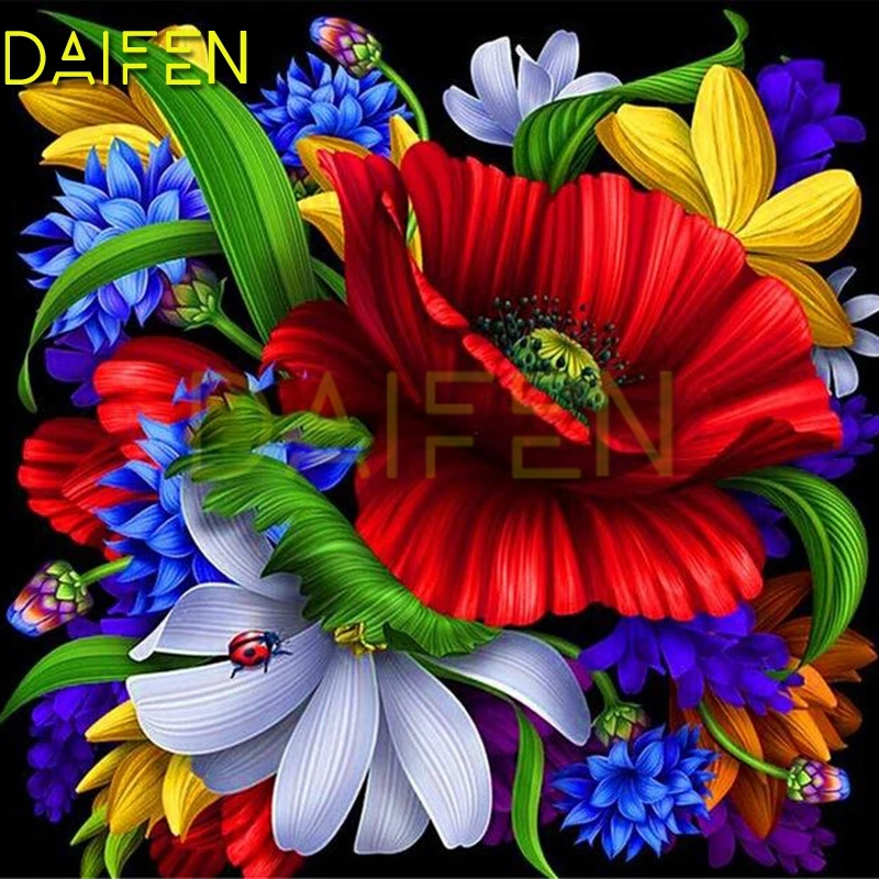 Full Square Diamond embroidery Flower ladybug DIY 3D Diamond painting Cross stitch Full Round Diamond mosaic Flower rose peony