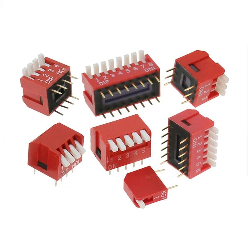 10PCS Slide Type Switch Module 1 2 3 4 5 6 7 8 9 10 12 Bit 2.54mm Position Way DIP Red Pitch Toggle Switch Red Snap Switch