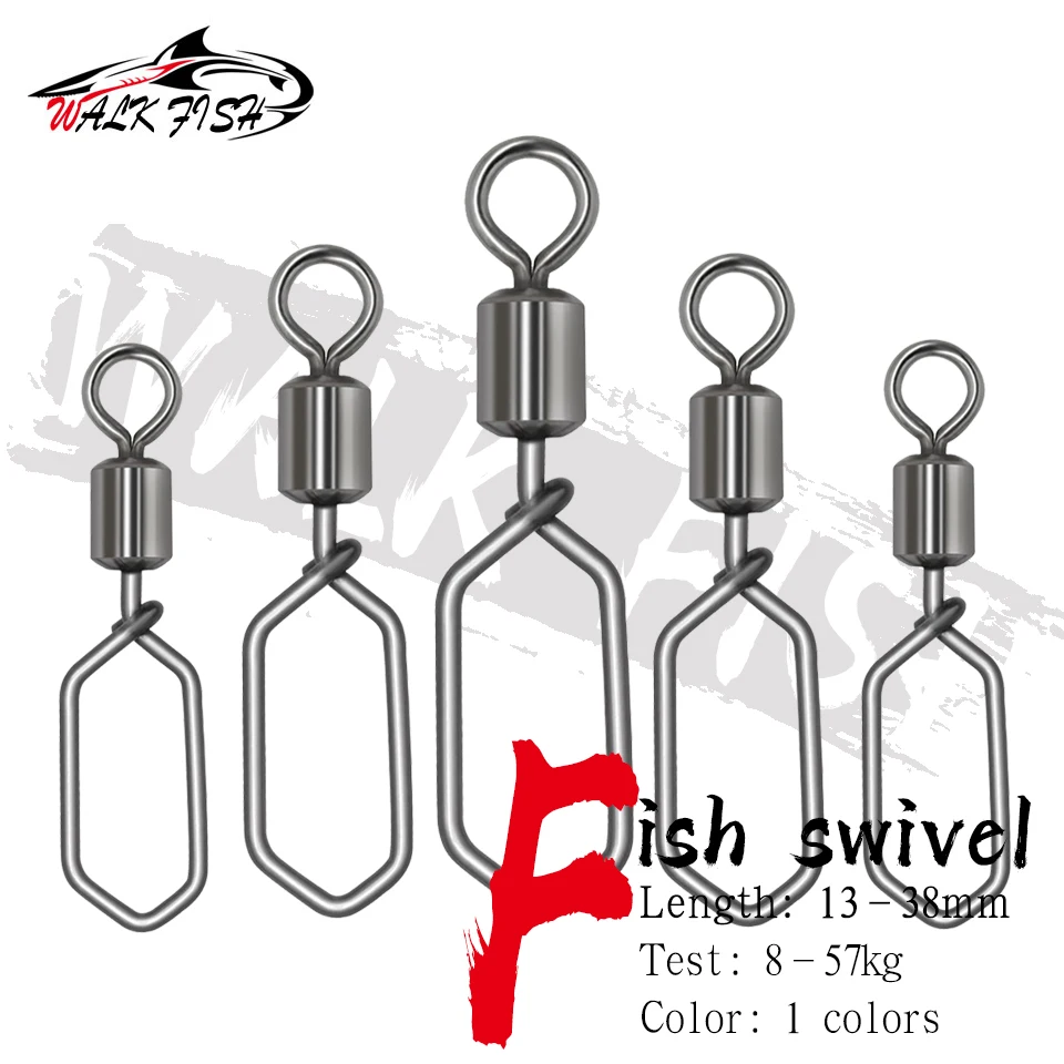 WALK FISH  20pcs Hooked Snap Pin Stainless Steel Fishing Barrel Swivel Safety Snaps Hook Lure Accessories Connector Snap