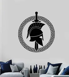 Vinyl wall decals home decoration living room bedroom art deco spartan greek warrior sword shield ancient art sticker mural GXL7