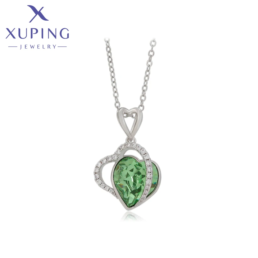 Xuping Jewelry Fashion New Arrival Heart Shaped Crystals Pendant Necklaces Birthday Women Gifts 40421