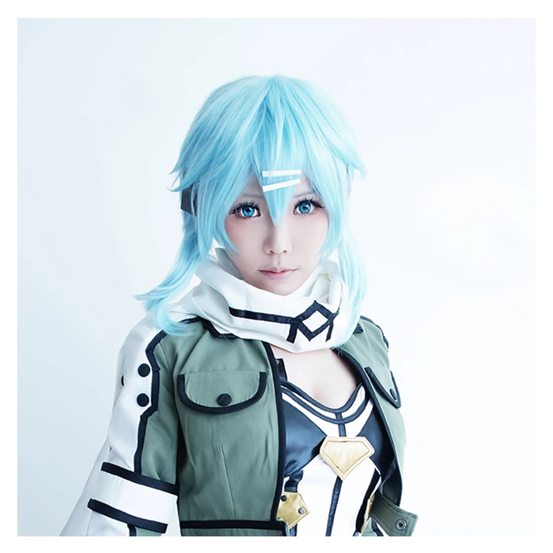 Anime Game Hair Short Ice blue wig Sword Art Online Cosplay Wig Sinon/Asada Shino Costume Play Wigs Halloween party