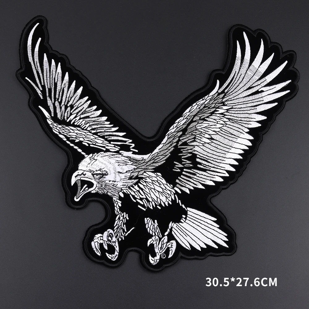 Eagle Embroidery Patches Large Biker Patches On Clothes Punk Badges Embroidered Patch Jacket Coat Accessories Stripe