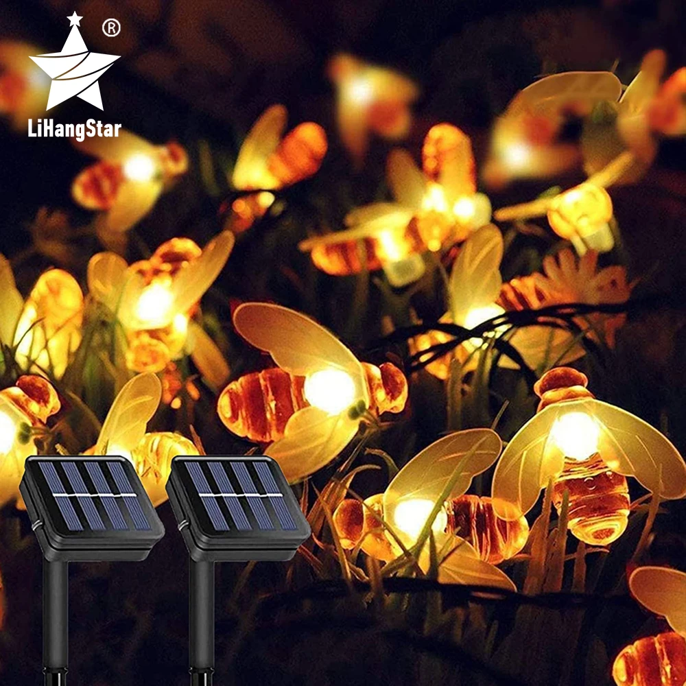 

LED Solar Bee String Lights Fairy Tale Lights 20/50/100LED Waterproof Outdoor Garden Fence Courtyard Christmas Garland Lights