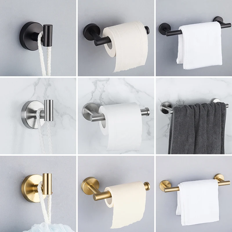 Frap Gold Bathroom Hardware Set Paper Holder Towel Rack Robe Hook Towel Bar Stainless Steel Bathroom Accessories Y38124-1