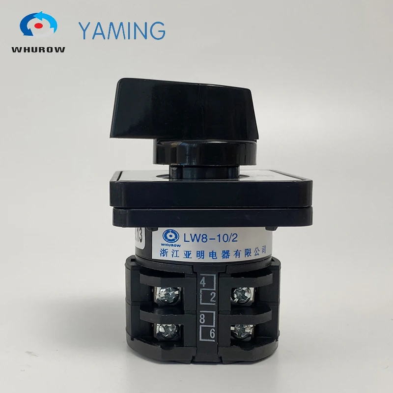 Yaming Electric LW8-10/2 ON-OFF-ON Changeover Rotary Cam Switch 660V 10A 2 Poles 3 Position 8 Terminals Silver Contact