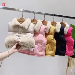 Winter Autumn Children Vests Boys Girls Plus Velvet Thick Waistcoats Sleeveless Outerwear Fashion Clothes Kids Warm Jackets Vest