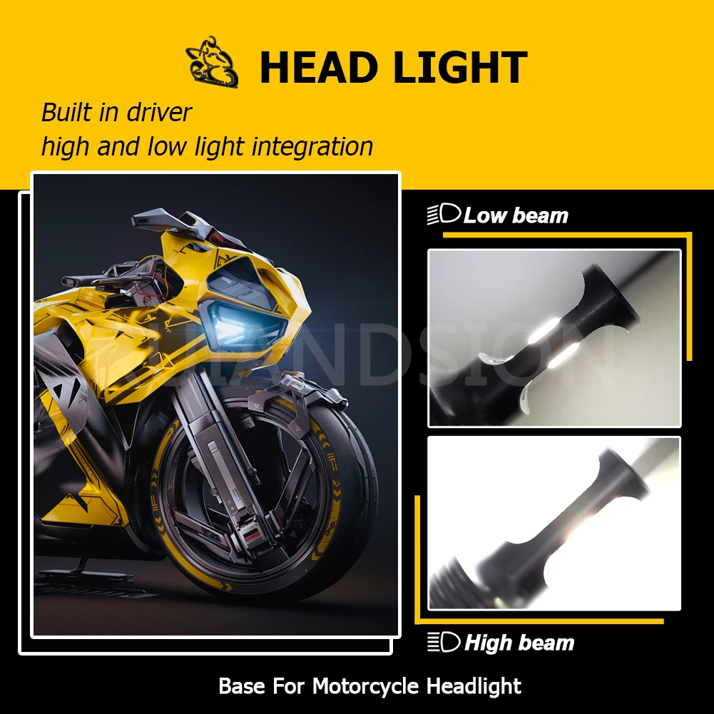 RUIANDSION 2X HS5 2000Lm CSP Motorcycle Headlight LED High Low Beam DC10-30V 12V 24V For YAMAHA SUZUKI HONDA White Amber Not AC