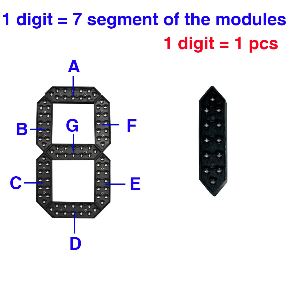 Modul LED Angka Digital 4 Buah/Lot 8 "Inci 7 Inci Tampilan Segmen Merah/Kuning/Hijau/Putih/Warna untuk Papan Harga Minyak