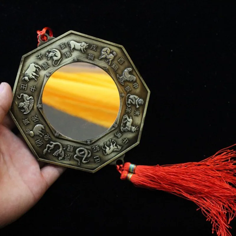 Decorative pendant Chinese Feng Shui Bagua Mirror Yin Yang Bagua Mirror with Chinese Knot Good Luck Fortune Prayer Hanging Decor