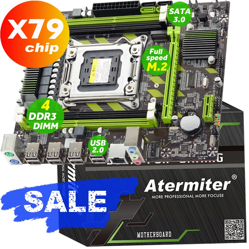 Atermiter X79G  X79 Motherboard LGA 2011 USB2.0 SATA3 Support REG ECC Memory And Xeon E5 Processor 4DDR3  PCI-E NVME M.2