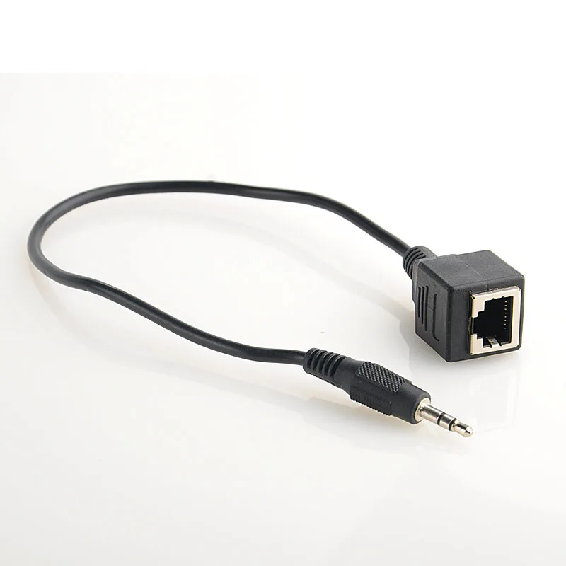 Cable de extensión de Audio RJ45 hembra a DC 3,5mm, conector macho, 0,3 M