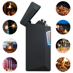 Electronic USB Big Flame Lighter Pulse, Windproof, Double Arc, Electric Lighters, Plasma, Flameless, Christmas Gift